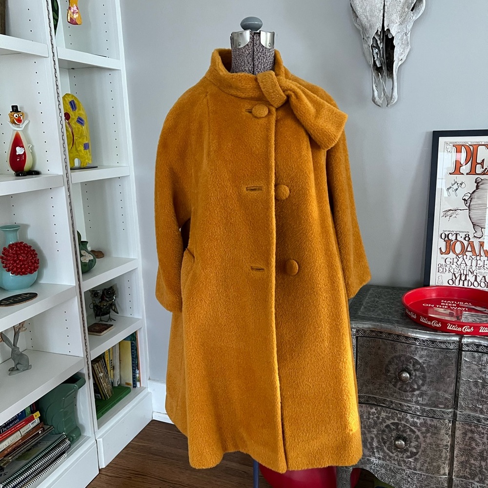 COPY - Vintage 1950’s Lilli Anne Orange Mohair Swing Coat!!